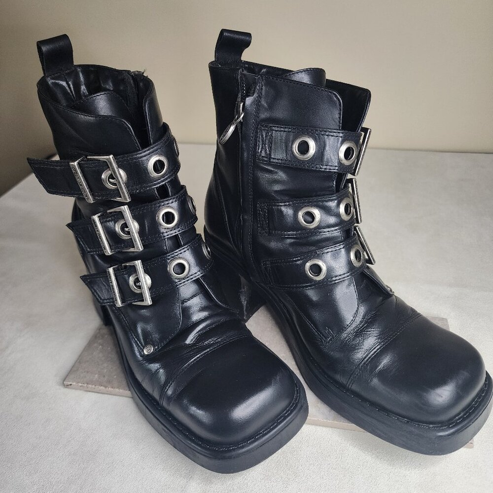 Womens Harley Davidson ankle boots zip up black size 8